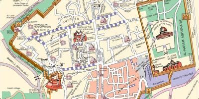 Old city Jerusalem map - Map of old city Jerusalem (Israel)