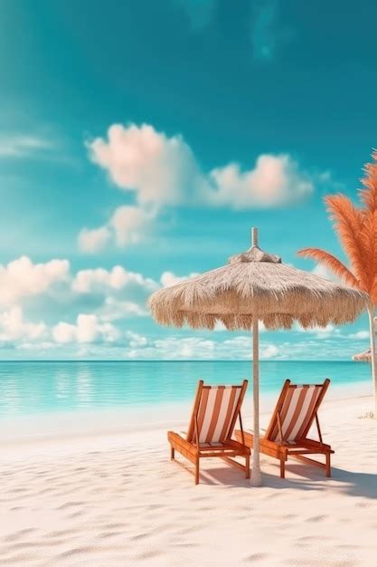 Premium Ai Image Two Beach Chairs And Umbrella On A Tropical Beach