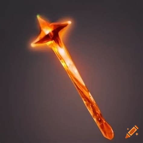 Orange Crystal Fairy Wand With A Glowing Star