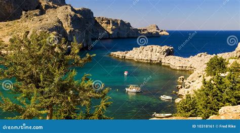 Panoramic Views Of A Bay On The Island Of Rhodes Stock Image Image Of