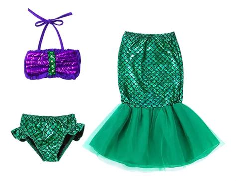 Conjunto Cola De Sirena Y Bikini Ni As Nataci N Cosplay Sh Cuotas Sin Inter S