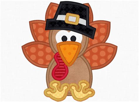 Turkey Applique Embroidery Design Thanksgiving Design Turkey Etsy