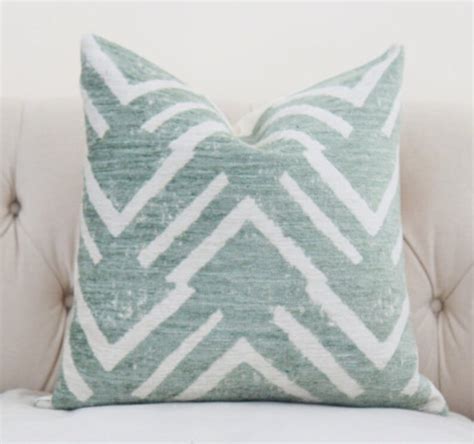 Green Geometric Pillow Sea Green Zig Zag Throw Pillow Etsy