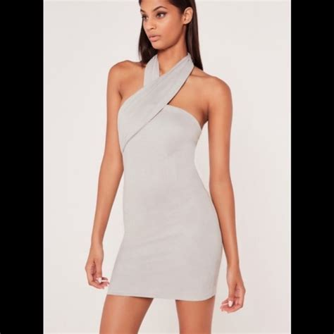 Missguided Dresses Carli Bybel X Missguided Suede Wrap Neck Bodycon