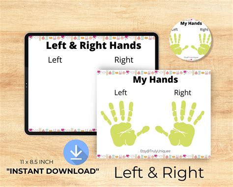 Learning Left and Right Activities Sheet Hand Practice Page Preschool ...