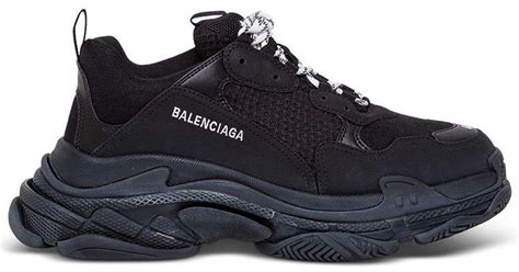 Balenciaga Black Triple S Sneakers In Blue Lyst