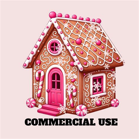 Pink Gingerbread House Clipart Pink Christmas Clipart Plr Commercial