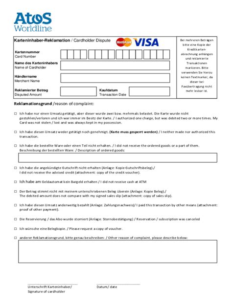 Fillable Online Cardholder Dispute Form Visa Prepaid Processing Fax Email Print Pdffiller