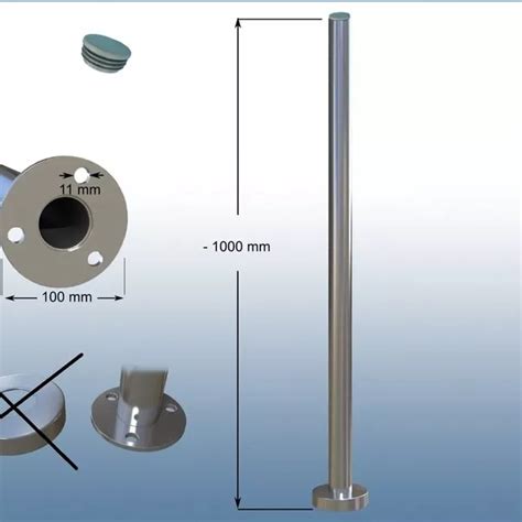 1 M V2A Edelstahl Rohr mit Flansch Bodenflansch für Geländer oder