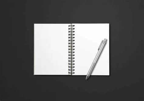 Blank Open Spiral Notebook Mockup Isolated Green Background Stock Photo