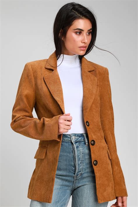 Chic Camel Blazer Corduroy Blazer Belted Blazer Blazer Lulus