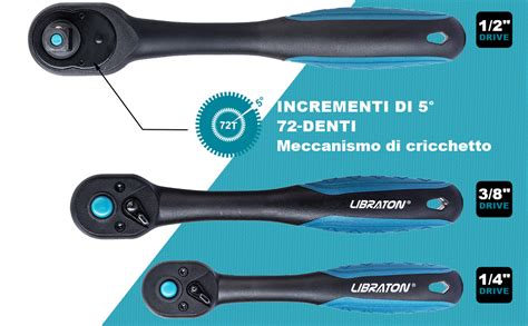 Libraton Cricchetto Reversibile Set Di Chiave A Cricchetto