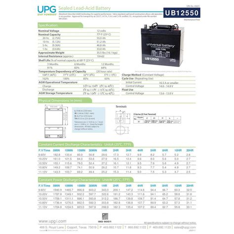 Upg Ub Group Nf Volt Ah On Right Z Terminal Sealed