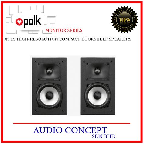 Polk Audio Monitor XT15 High Resolution Compact Bookshelf Speaker PAIR