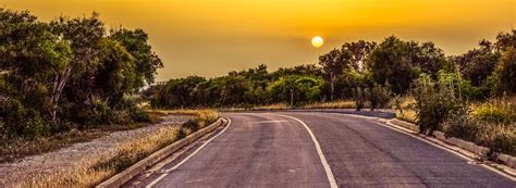 Asphalt Countryside Curve Daylight Drive Empty Grass Guidance