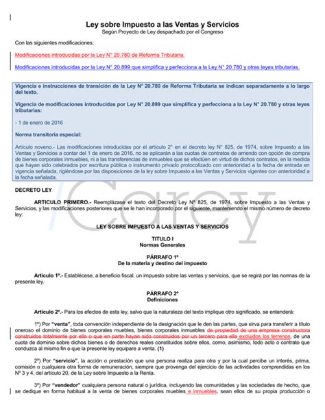 Ley Sobre Impuesto A Las Ventas Y Servicios