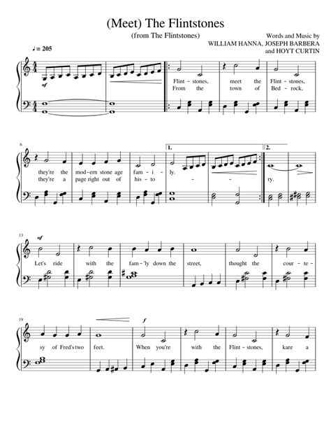 Meet The Flintstones Sheet Music For Piano Download Free In Pdf Or