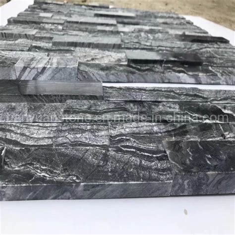 Black Stacked Ledge Culture Stone For Wall Stone Panel China Wall