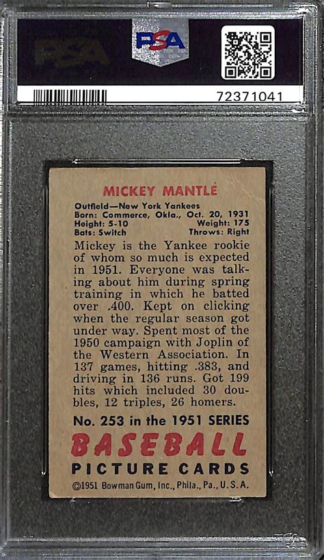 Lot Detail Bowman Mickey Mantle Rookie Card Graded Psa