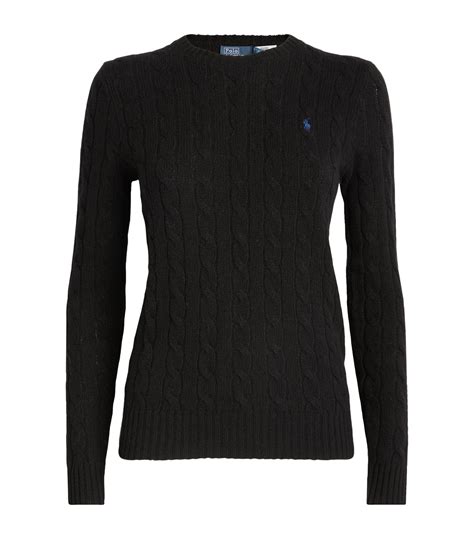 Womens Polo Ralph Lauren Black Cable Knit Sweater Harrods Uk