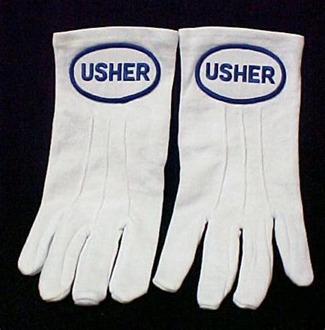 Usher White Nylon Knit Church Gloves Blue Embroidery | eBay