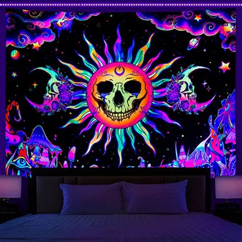 Amazon Dermijer Blacklight Sun And Moon Tapestry UV Reactive