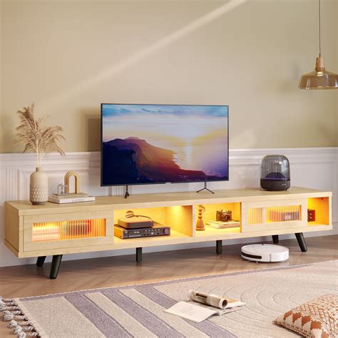 Free Shipping Bestier 70 Led Tv Stand For Tvs Up To 75 Mid Century Modern Entertainment