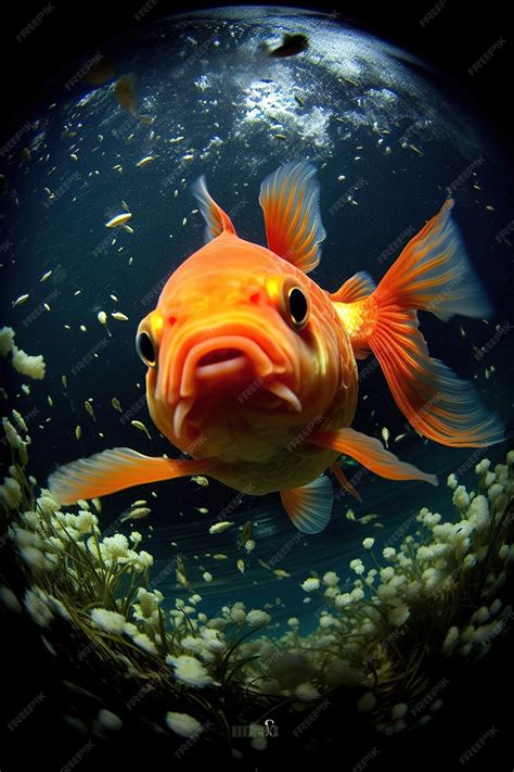 Premium Photo | Goldfish swimming through its aquarium
