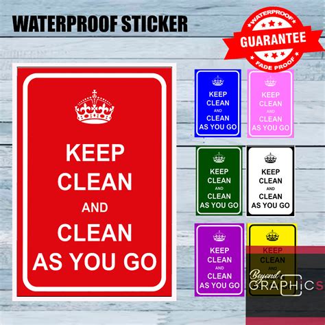 Bg Clean As You Go Sign Laminated Pvc Sticker Metal Sheet 8 X 10 Inches Shopee Philippines