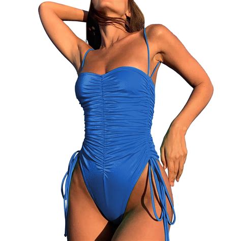 Fsqjgq Womens One Piece Swimsuits Cutout Ruched Monokinis Bathing Suit