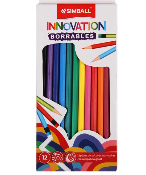 LAPICES DE COLORES LARGOS BORRABLES SIMBALL INNOVATION X 12 Papelera