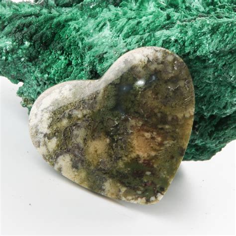 Stunning Heart Shaped Polished Indonesian Moss Agate Cabochon For