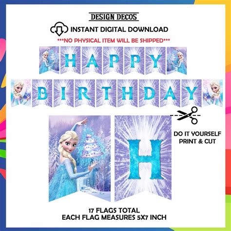 Frozen Banner Frozen Birthday Happy Birthday Banner Elsa Party Etsy