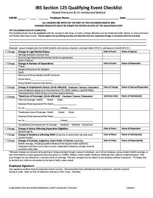 Fillable Online Hr Okstate Irs Section Qualifying Event Checklist