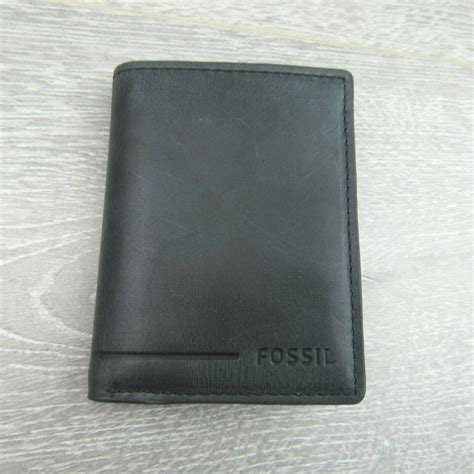 Fossil Allen Trifold RFID Black Leather Mens Wallet NEW SML1550001 EBay