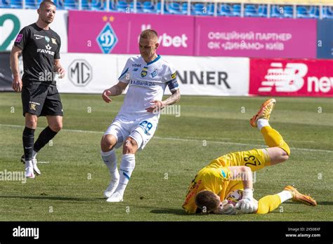 KYIV, UKRAINE - MAY 5, 2024 - Midfielder Vitalii Buialskii (C) of FC ...