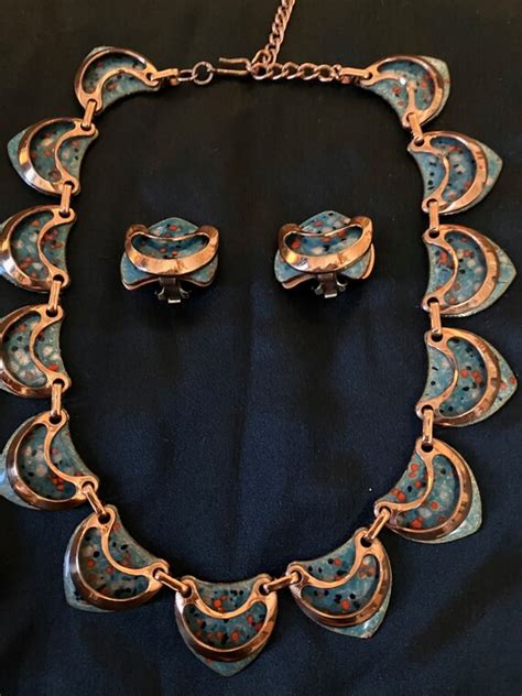 Matisse Vintage Jewelry Set Enamel Copper Gem