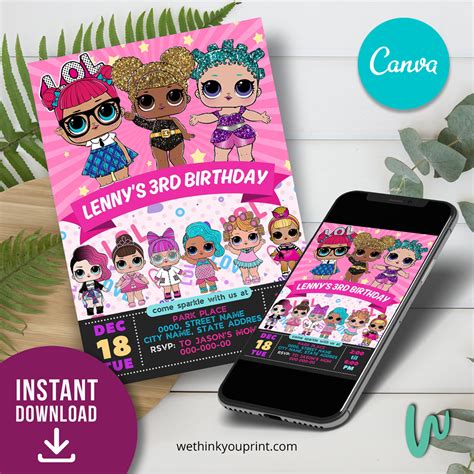 L O L Surprise Birthday Invitation Editable In Canva