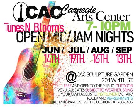 Carnegie Arts Center To Hold Tunes N Blooms Open Mic Jam Nights