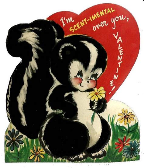 Vintage Skunk Valentine Card Valentines Day Cat Vintage Valentines