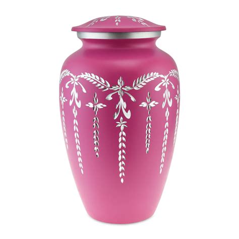 Flourish Metal Adult Cremation Urn for Ashes in Hot Pink – Cherished Urns