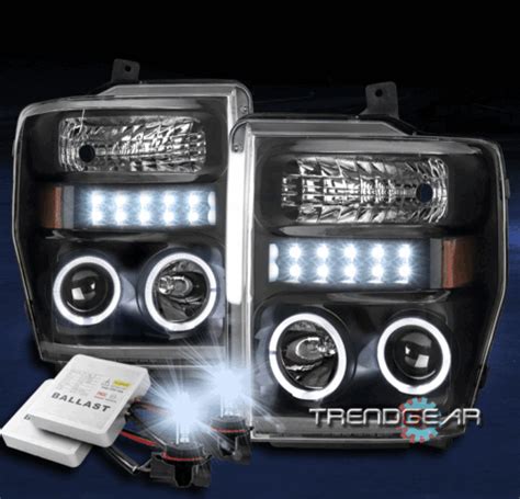 FOR 08 10 FORD F250 F350 SUPERDUTY HALO LED BLACK PROJECTOR HEADLIGHTS