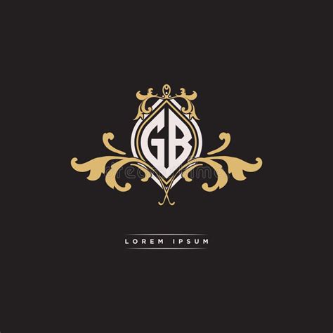 Gb Logo Monogram Ornamental Geometric Vintage Style Stock Vector