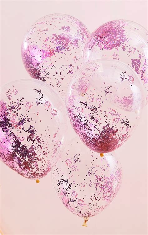 Ginger Ray 5 Pack Pink Glitter Filled Balloons Prettylittlething Ca