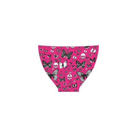 Skulls Butterflies On Pink Custom Bikini Swimsuit ID D1410990