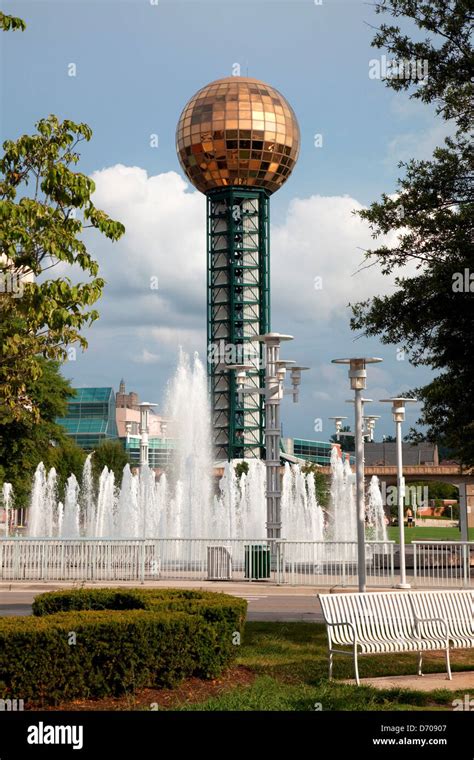 Sunsphere With The Worlds Fair Park Fountain Knoxville Tennessee