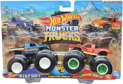 Carrinho Hot Wheels Monster Truck Bigfoot Vs Snake Bite Fyj Mattel Carrinho De Brinquedo