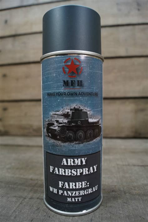 6x Farbspray matt MFH Militärlack WH PANZERGRAU Militärfarbe Sprühdose