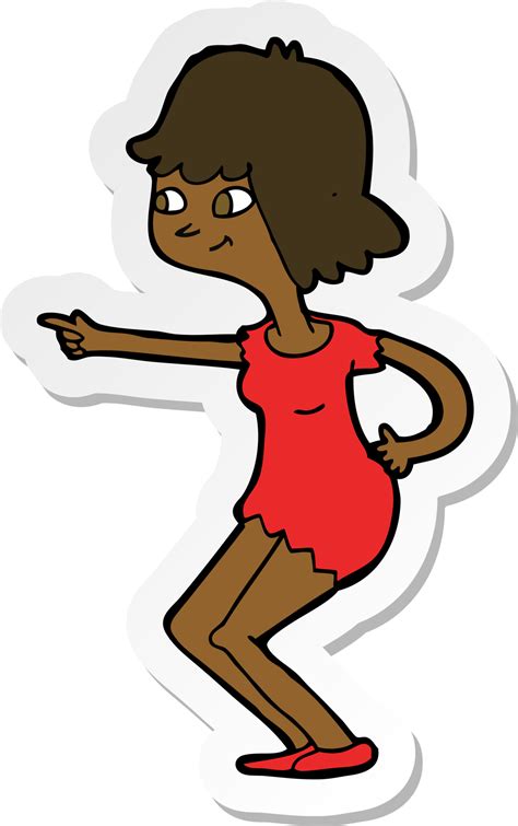 sticker of a cartoon girl pointing 45197664 PNG