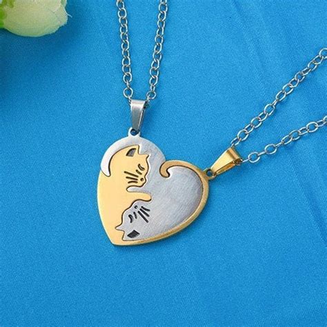 Cat Friendship Necklace Bff Jewelry Best Friends Necklace Etsy Australia